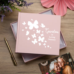 Grandma In Loving Memory Pink Butterfly Photo Album For 50 x 6 by 4 Photos