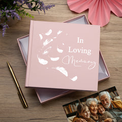 In Loving Memory Pink Feather Photo Album For 50 x 6 by 4 Photos