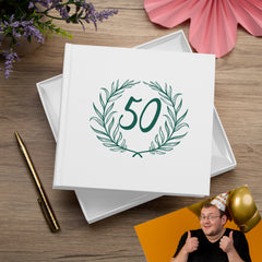 50th Birthday White Photo Album Gift For Her Or Him With Laurel Wreath