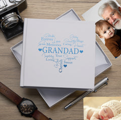 Grandad White Photo Album Gift With Word Heart For 50 x 6 by 4 Photos