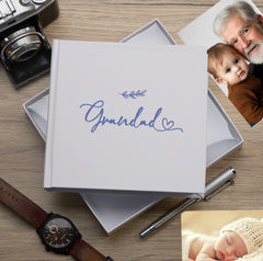 Grandad White Photo Album With Leaf Design For 50 x 6 by 4 Photos