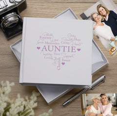 Auntie Love Word Heart Memories White Photo Picture Album 50 x 6"x4"