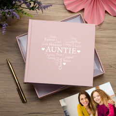 Auntie Love Word Heart Memories Pink Photo Picture Album 50 x 6"x4"