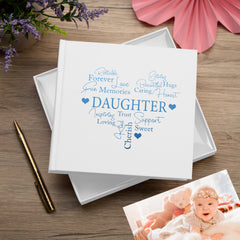 Daughter Love Word Heart Memories White Photo Picture Album 50 x 6"x4"