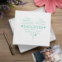 Daughter Love Word Heart Memories White Photo Picture Album 50 x 6"x4"