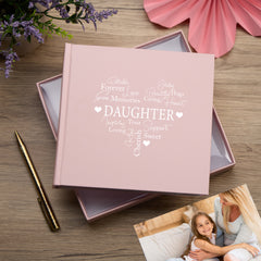 Daughter Love Word Heart Memories Pink Photo Picture Album 50 x 6"x4"