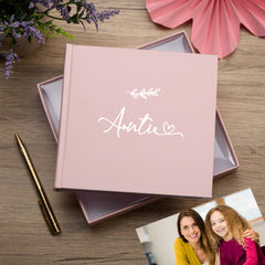 Auntie Pink Photo Album With Leaf Design For 50 x 6 by 4 Photos