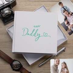 Daddy White Photo Album With Leaf Design For 50 x 6 by 4 Photos