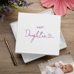 Daughter White Photo Album With Leaf Design For 50 x 6 by 4 Photos