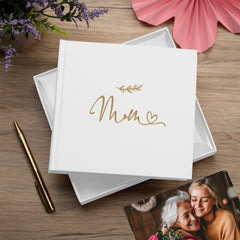 Mum White Photo Album With Leaf Design For 50 x 6 by 4 Photos