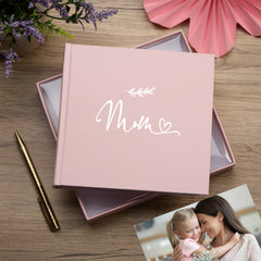 Mum Pink Photo Album With Leaf Design For 50 x 6 by 4 Photos