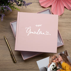 Grandma Pink Photo Album With Leaf Design For 50 x 6 by 4 Photos