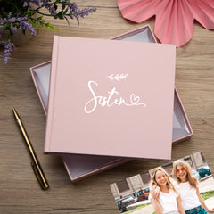 Sister Pink Photo Album With Leaf Design For 50 x 6 by 4 Photos