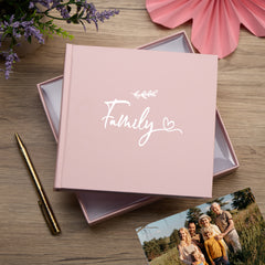 Family Pink Photo Album With Leaf Design For 50 x 6 by 4 Photos