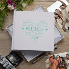 Friends Word Heart White Photo Album Gift For 50 x 6"x4"