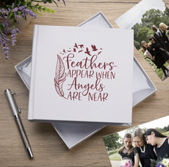 Feathers Appear White Memorial Remembrance Photo Album For 50 x 6 by 4 Photos