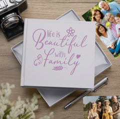 Family Life Is Beautiful White Photo Album Gift For 50 x 6"x4"