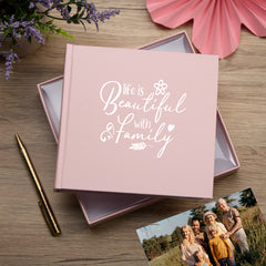 Family Life Is Beautiful Pink Photo Album Gift For 50 x 6"x4"