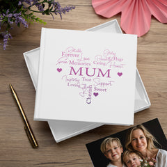 Mum Word Heart White Photo Picture Album 50 x 6"x4"