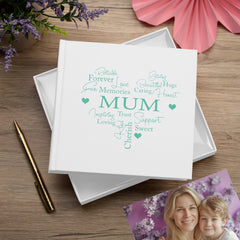 Mum Word Heart White Photo Picture Album 50 x 6"x4"