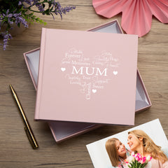 Mum Word Heart Pink Photo Picture Album 50 x 6"x4"