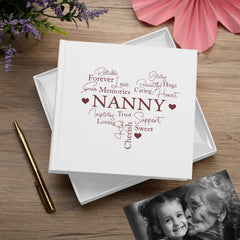 Nanny Word Heart White Photo Picture Album 50 x 6"x4"