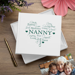 Nanny Word Heart White Photo Picture Album 50 x 6"x4"