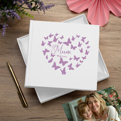 Mum with love White Photo Album Gift With Butterflies 50 x 6" x 4" Photos