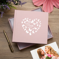 Mum with love Pink Photo Album Gift With Butterflies 50 x 6" x 4" Photos