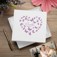 Auntie with love White Photo Album Gift With Butterflies 50 x 6" x 4" Photos