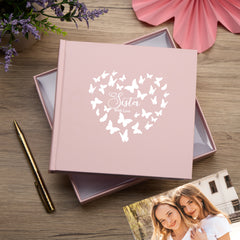 Sister with love Pink Photo Album Gift With Butterflies 50 x 6" x 4" Photos