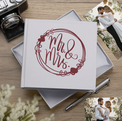 Mr and Mrs Wedding Day Circle White Photo Album Gift For 50 x 6 by 4 Photos