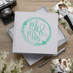 Mr and Mrs Wedding Day Circle White Photo Album Gift For 50 x 6 by 4 Photos