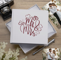 Mr and Mrs Wedding Hearts White Photo Album Gift For 50 x 6 by 4 Photos