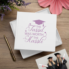 The Tassel Was Worth The Hassle White Graduation Photo Album Gift For 50 x 6 by 4 Photos