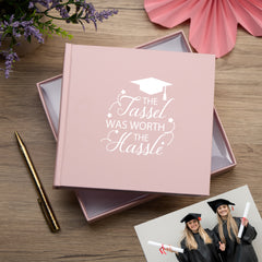 The Tassel Was Worth The Hassle Pink Graduation Photo Album Gift For 50 x 6 by 4 Photos