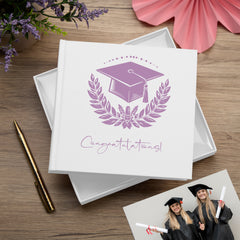 White Graduation Congratulations Photo Album Gift With Hat 50 x 6"x4"