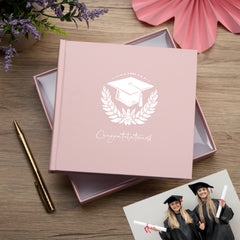 Pink Graduation Congratulations Photo Album Gift With Hat