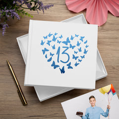 13th Birthday White Photo Album Gift With Butterflies 50 x 6x4 Photos