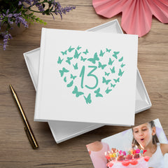 13th Birthday White Photo Album Gift With Butterflies 50 x 6x4 Photos