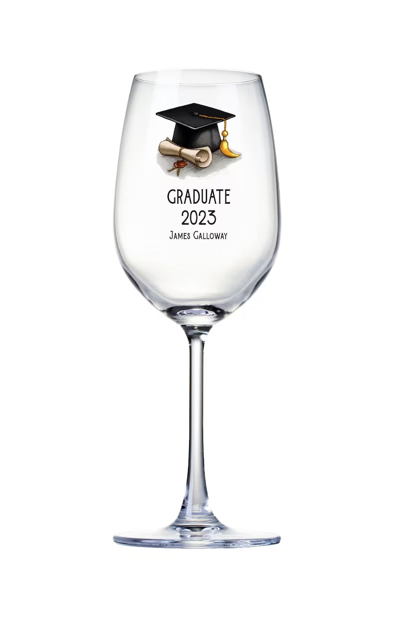 Personalized graduation wine glasses on sale