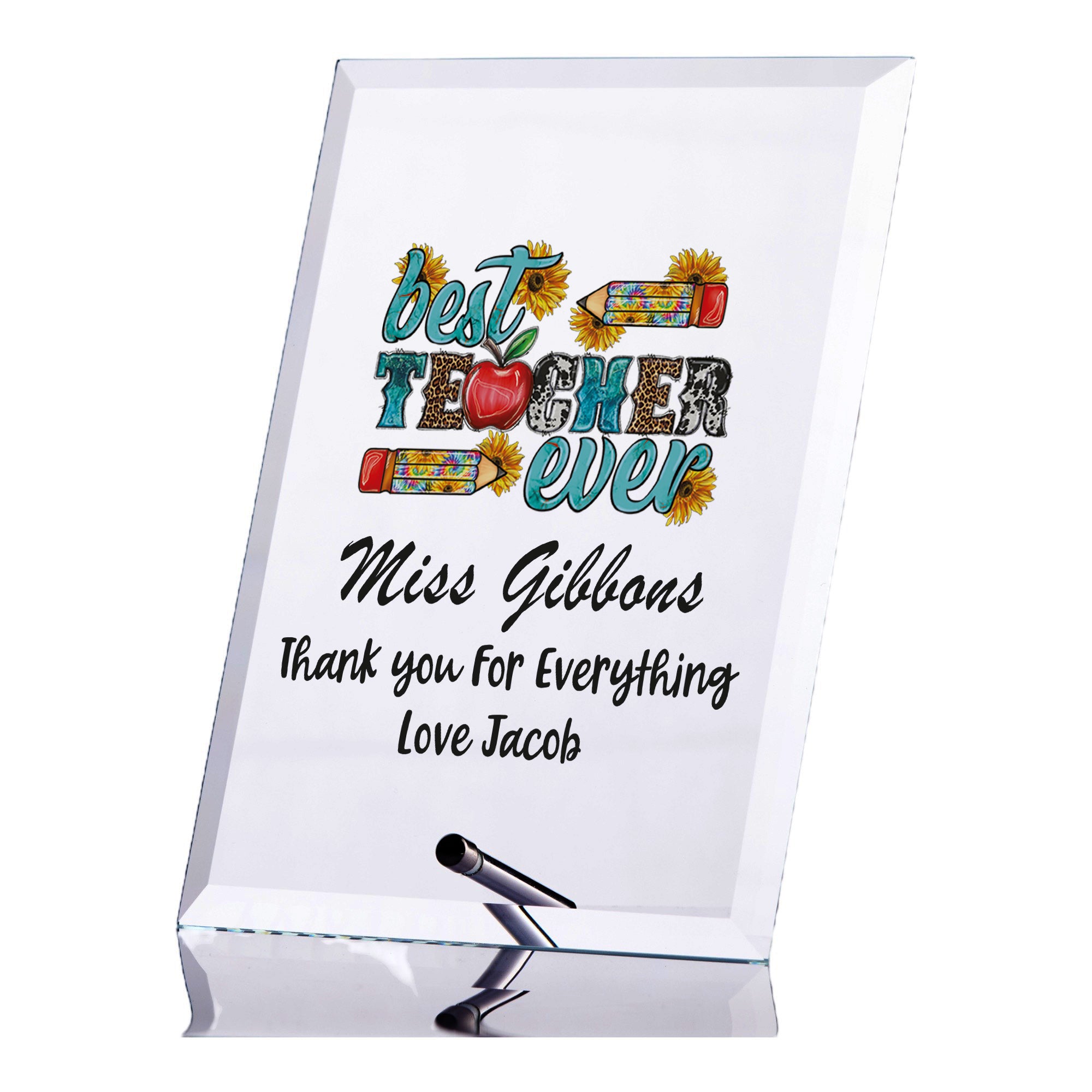 Personalised Colourful Best Teacher Ever Plaque Gift