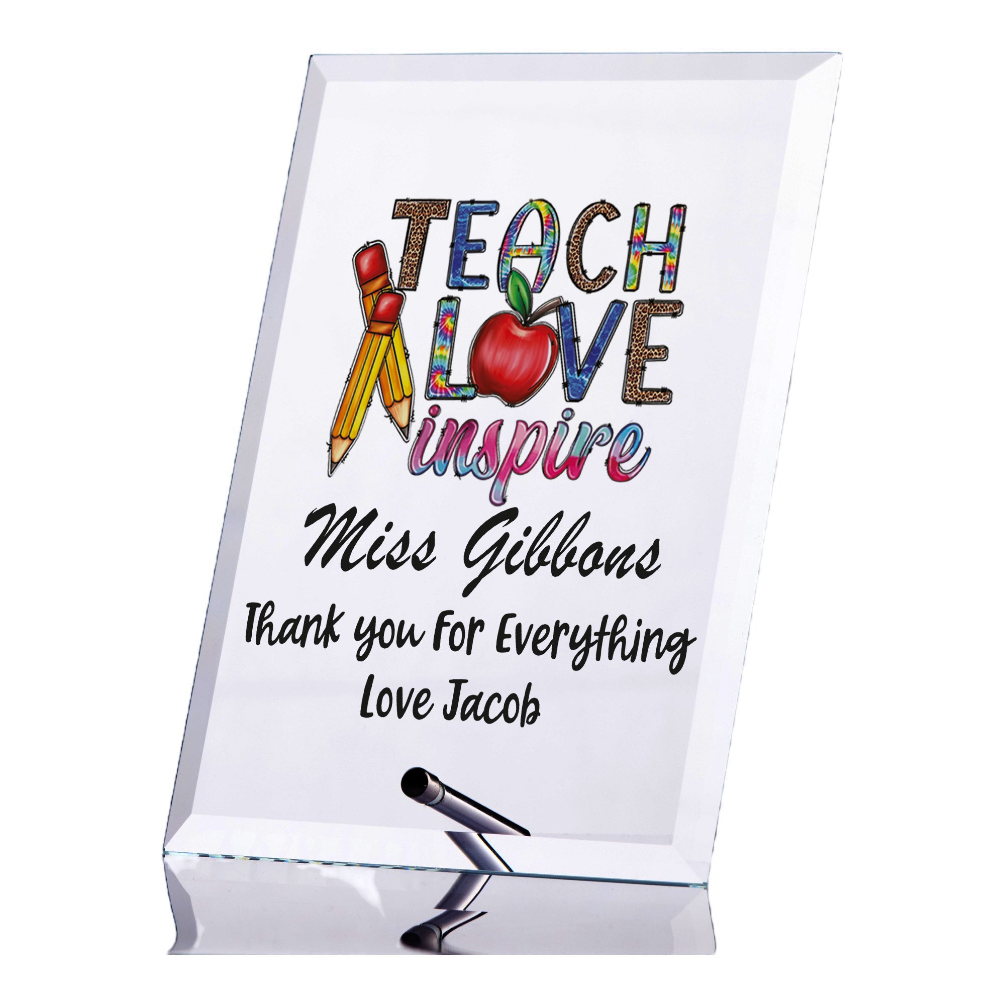 Personalised Teacher Plaque Gift Love and Inspire