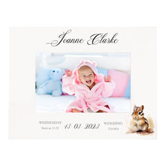 Personalised Baby Boy or Girl Photo Frame Gift With Woodland Squirrel