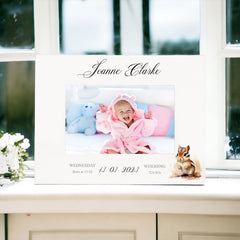 Personalised Baby Boy or Girl Photo Frame Gift With Woodland Squirrel