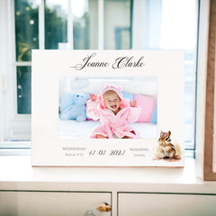 Personalised Baby Boy or Girl Photo Frame Gift With Woodland Squirrel