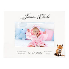 Personalised Baby Boy or Girl Photo Frame Gift With Woodland Fox