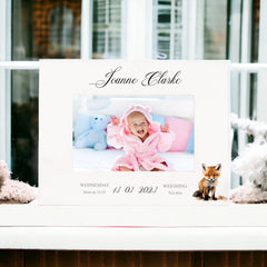 Personalised Baby Boy or Girl Photo Frame Gift With Woodland Fox