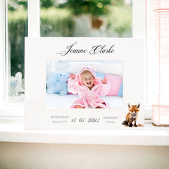 Personalised Baby Boy or Girl Photo Frame Gift With Woodland Fox