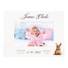 Personalised Baby Boy or Girl Photo Frame Gift With Woodland Bunny